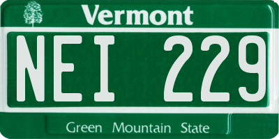 VT license plate NEI229
