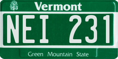 VT license plate NEI231