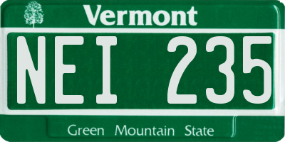 VT license plate NEI235