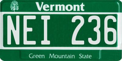 VT license plate NEI236