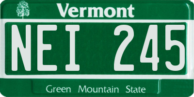 VT license plate NEI245