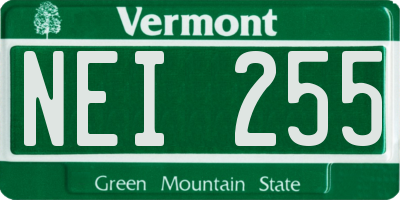 VT license plate NEI255