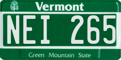 VT license plate NEI265