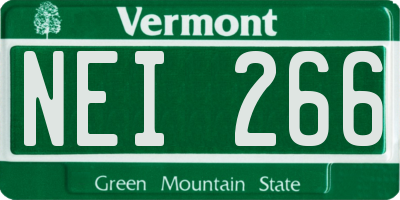 VT license plate NEI266