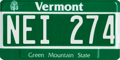 VT license plate NEI274