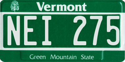 VT license plate NEI275