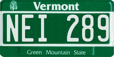 VT license plate NEI289