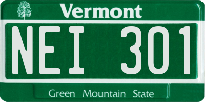 VT license plate NEI301