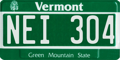 VT license plate NEI304