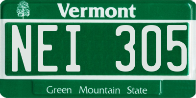 VT license plate NEI305