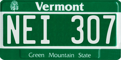VT license plate NEI307