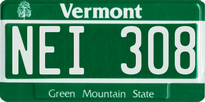 VT license plate NEI308