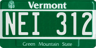 VT license plate NEI312