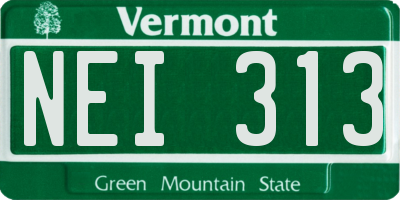 VT license plate NEI313