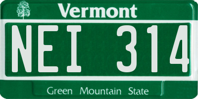 VT license plate NEI314