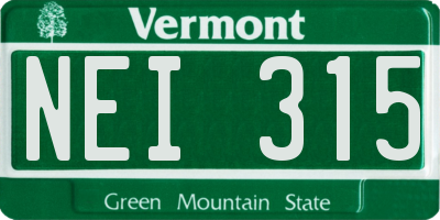VT license plate NEI315
