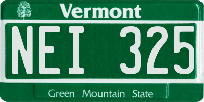 VT license plate NEI325