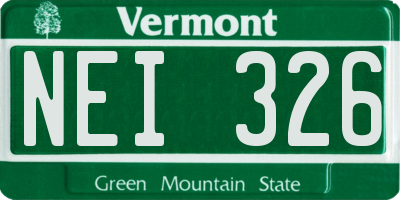 VT license plate NEI326