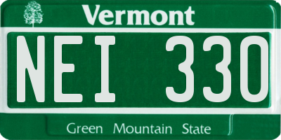 VT license plate NEI330