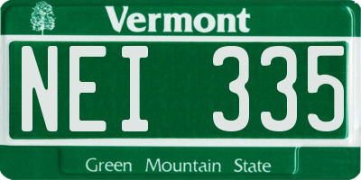 VT license plate NEI335
