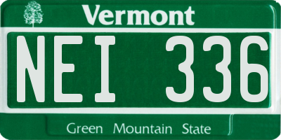 VT license plate NEI336