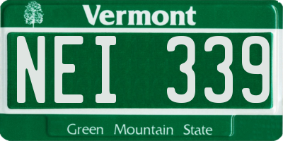 VT license plate NEI339