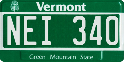 VT license plate NEI340