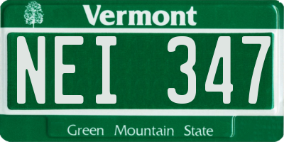 VT license plate NEI347