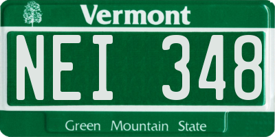 VT license plate NEI348