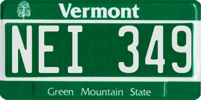 VT license plate NEI349