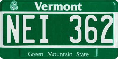 VT license plate NEI362