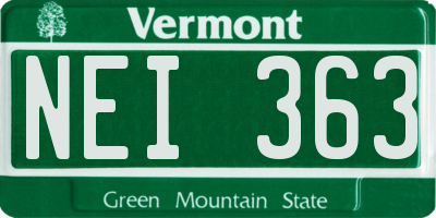 VT license plate NEI363