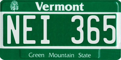 VT license plate NEI365