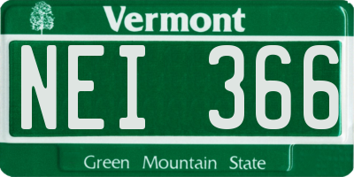 VT license plate NEI366