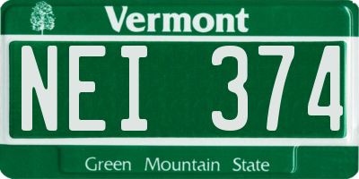 VT license plate NEI374