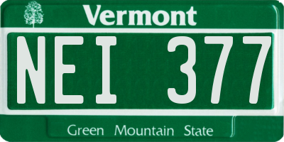 VT license plate NEI377