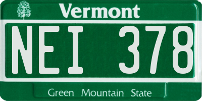 VT license plate NEI378