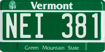 VT license plate NEI381
