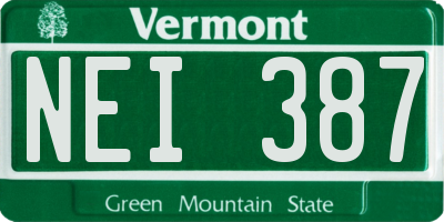 VT license plate NEI387