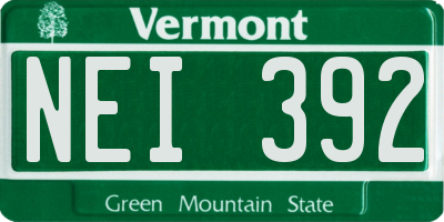 VT license plate NEI392