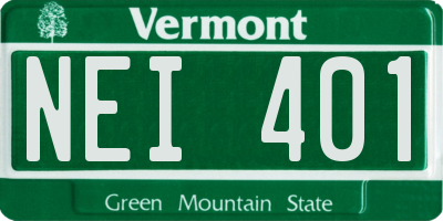 VT license plate NEI401