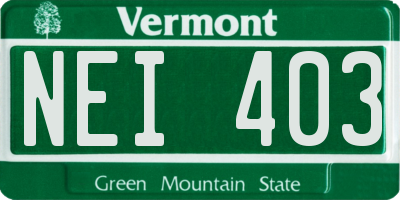 VT license plate NEI403