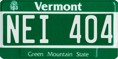VT license plate NEI404