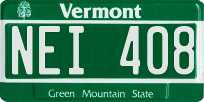 VT license plate NEI408