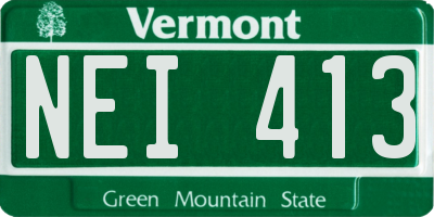 VT license plate NEI413