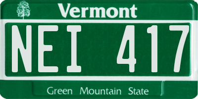VT license plate NEI417