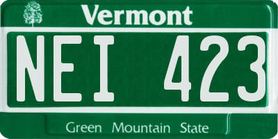 VT license plate NEI423