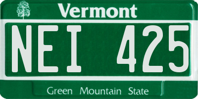 VT license plate NEI425