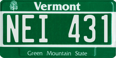 VT license plate NEI431