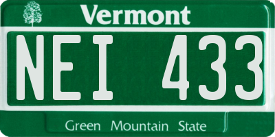 VT license plate NEI433